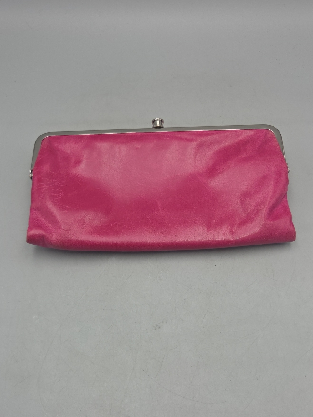 HOBO Lauren Clutch Wallet Distressed Pink Double Kiss Me Closure